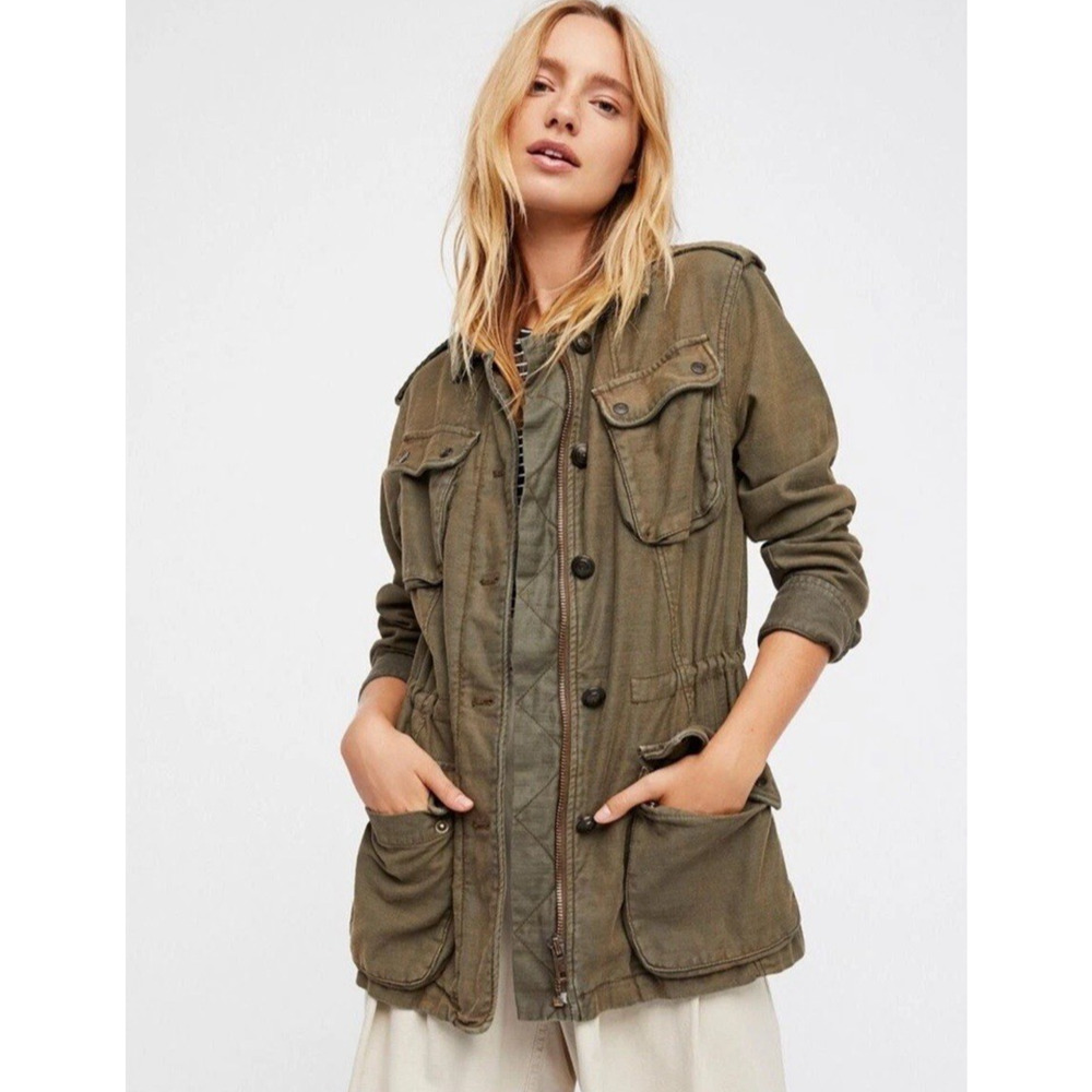 Free People Military Utility Jacket Women XS Not Your Brothers Surplus Green